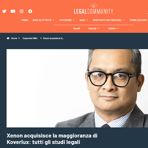 Legal Community - Xenon acquisisce la maggioranza di Koverlux: tutti gli studi legali