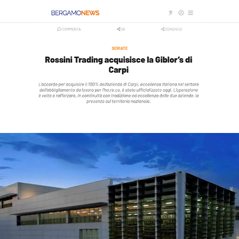Bergamo News - Rossini Trading acquisisce la Giblor’s di Carpi
