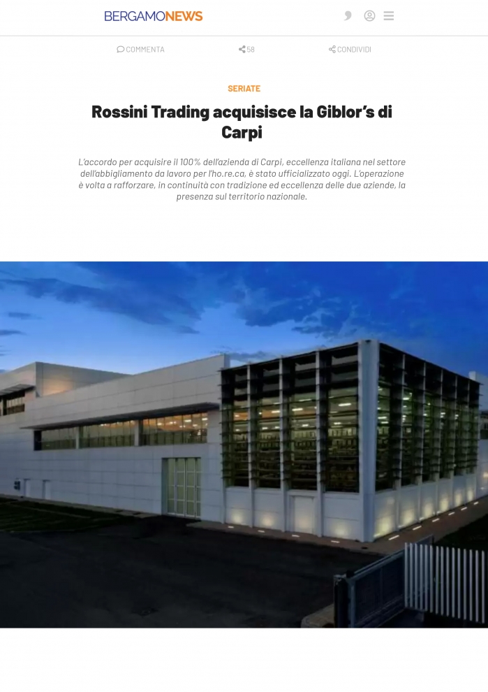 Rossini Trading acquisisce Giblor’s di Carpi