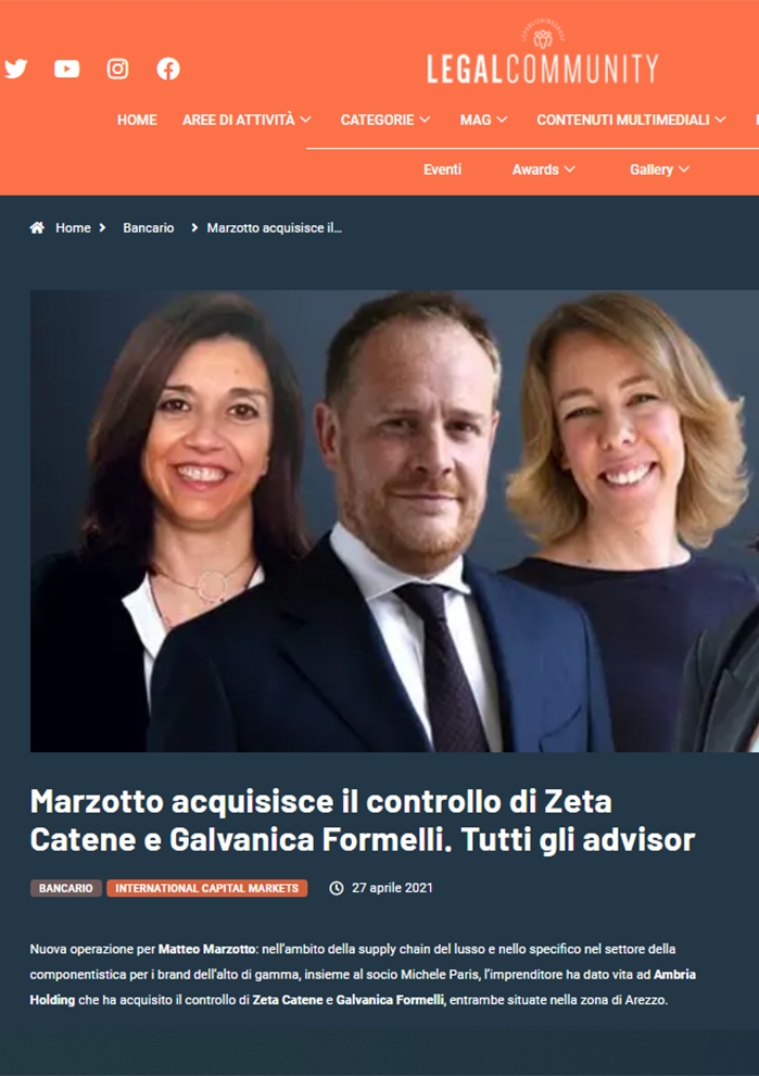 Marzottto Acquisce Il Controllo Di Zeta Catena E Galvanica Formelli
